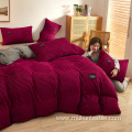 Stripe microfiber bed sheet flannel fleece bedding